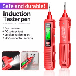 Unbranded Non-Contact Voltage Electrical Tester w/ Sound Light Alarm for Live/Neutral Wire - Black