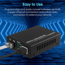 Fiber to Ethernet Media Converter with Gigabit Multi-Mode SFP LC Module, 1.25G SFP to 10/100/1000M RJ45, MMF, 850nm, up to 550m (1804 ft)