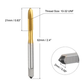 QUARKZMAN 10-32 UNF B2 Spiral Tip Tap, Screw Thread Cutting Tool, Titanium Coated 6542 High Speed Steel Machines Tap Tapping Bit