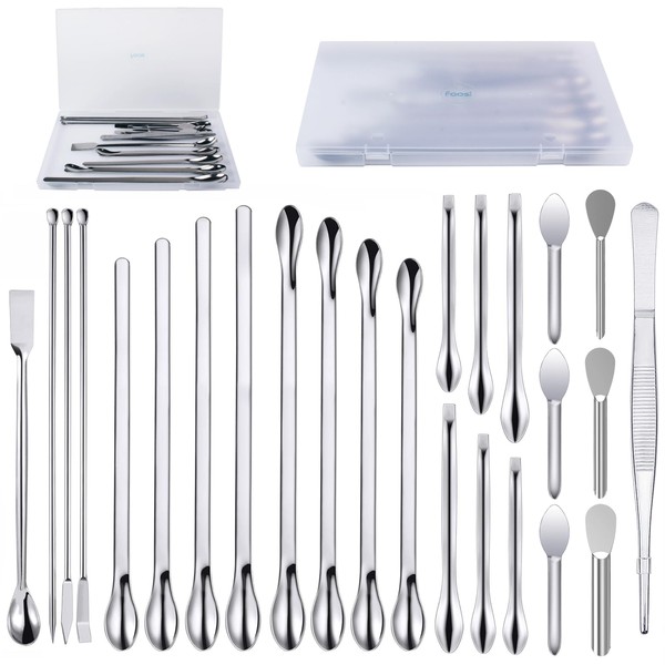 25 Pcs Stainless Steel Lab Spatula Micro Scoop Set Laboratory