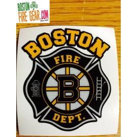 2" BOSTON FIRE HOCKEY HELMET DECALS - MADE FROM BOSTON FIRE GEAR - FREE SHIPPING