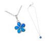 The New Sterling Silver Blue Opal Stone Hibiscus Flower Pendant