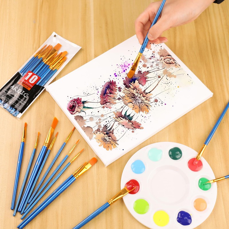 AROIC Acrylic Paint Brush Set, 80pack/800pcs Nylon Paint Brushes, for