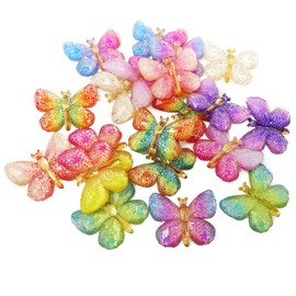 Honbay 20 abalorios de resina con parte trasera plana, lindos adornos de mariposa para álbumes de recortes, clip para el pelo, funda de teléfono, manualidades
