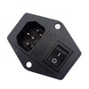 IEC Built-in Socket C14, with Black Switch and Fuse, 3-Pin
