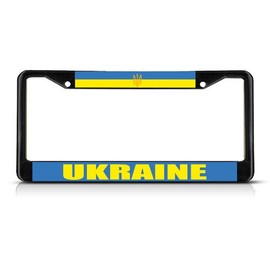 Ukraine with Seal Flag License Plate Frame Tag Holder Cover