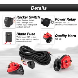 ROMELACK 2 Pack Horn Kit and Plug & Play Wiring Harness with Rocker Switch Compatible with Can Am Maverick R X3 Max 2017-2025(12V 130DB)