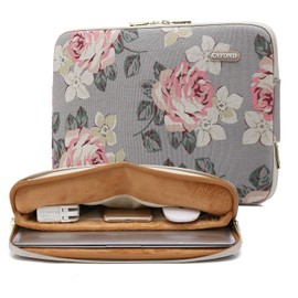 kayond Water-Resistant Canvas 14.1 Inch Laptop Sleeve-White Rose