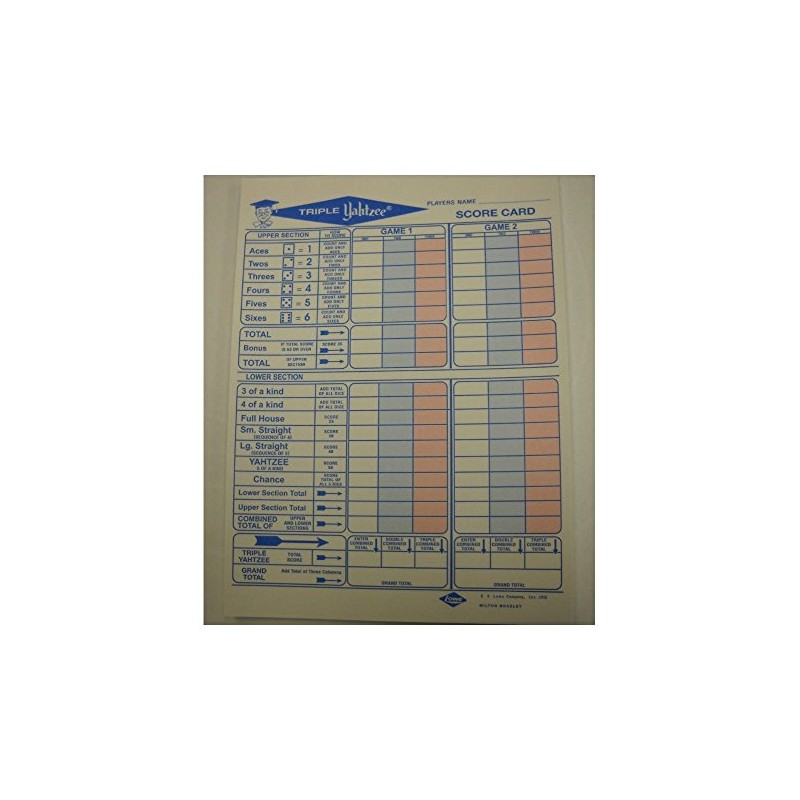 General Foam Plastics 50 Triple Yahtzee Score Sheets Cards