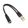 Cater2you Headset Splitter 3.5mm Jack Dual Male Adapter Mic and