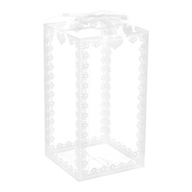 BENECREAT 24 Pieces Transparent Plastic Case, Lace Ribbon Pattern, 3.1 x 3.1 x 5.9 inches (8 x 8 x 15 cm), Gift Box, Clear, Folding Box, PVC, Small Items, Packaging Material, Anniversary, Weddings, Parties