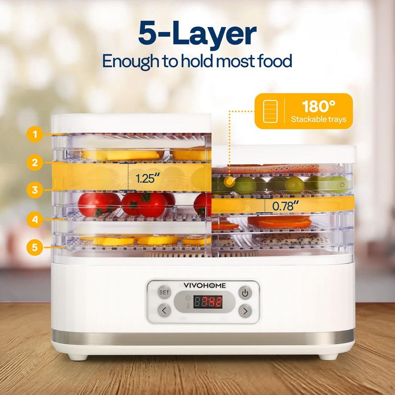 VIVOHOME Electric 5 Trays Food Dehydrator Machine, 400W Hydrator Machine