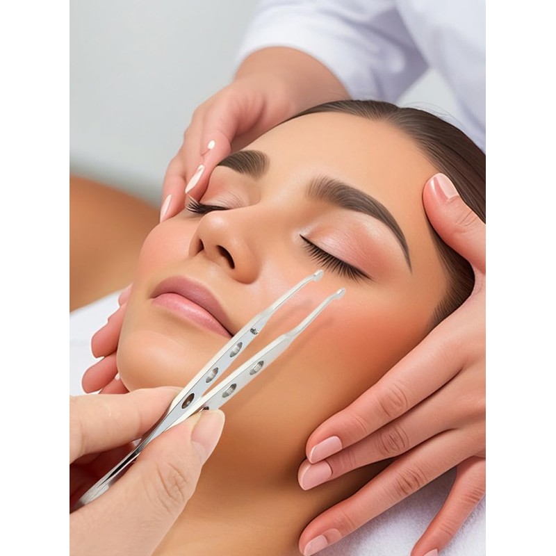 Meibomian Gland Expressor, Stainless Steel Eyelid Massage Tweezer with Positioning