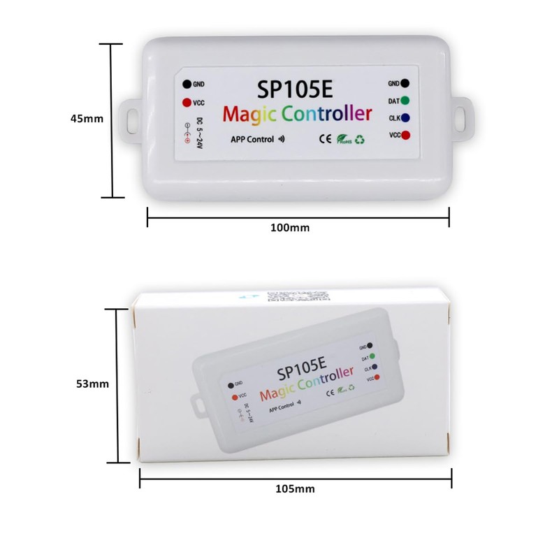 RECRE-TECH 2-Pack SP105E LED Controller, Ws2812b Led Bluetooth Controller for