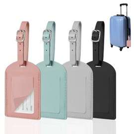 4PCS Luggage Tags Suitcase Name ID Card Tag Set Leather Luggage Tags Travel Handbag Accessories with Adjustable Strap Luggage Tags for Suitcases for Preventing Loss of Bags and Suitcases