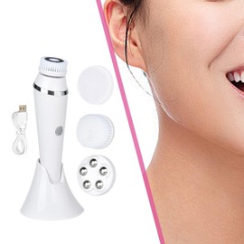 Harilla Gesichtsbürste, Gesichtsschrubber, Massagebürste, sanfte tragbare Selbstpflege-Hautreinigungsbürste mit Bürstenkopf für Reisen, Büro, Ausflug, Zuhause, Weiß