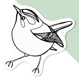 Azeeda 4 x 'Wren' White Premium Vinyl Decal Stickers – Waterproof, Durable & Easy to Apply - Ideal for Car Bumpers, Windows, Bins and More (DW00072961)