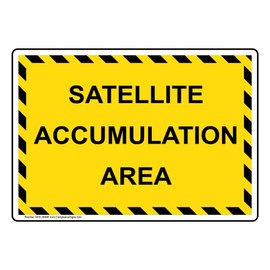 ComplianceSigns.com Satellite Accumulation Area Label Decal, 5x3.5 in. 4-Pack Vinyl for Hazmat Pipeline/Utility