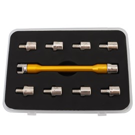 Windance Spoke Spanner Kit, 5.0-6.8mm Steel Spoke Nipples CNC Aluminum Spoke Wrench Set for Most Motorbike Dirt Bike Scooter, (Gold)