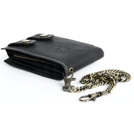 Men's Very Dark Gray Biker's Wallet with 20 Inch Long Chain to Hang