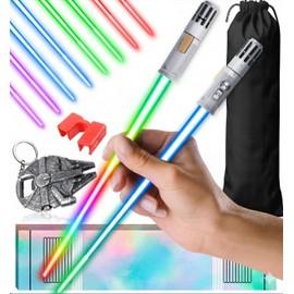 Lightsaber Chopsticks Light Up Star War Chopsticks Light Up Mini Light Saber Chopstick for Adults Cool Chopstick Light Saber Chop sticks Led Chop stick Jedi Chop sticks 12 Modes 1 PAIR