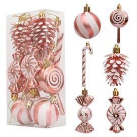 13 Pcs Christmas Ball Ornaments,Christmas Baubles Set Christmas Tree Hanging Decorations Hanging Baubles Balls Ornaments,Xmas Tree Balls Christmas Balls Decoration for Christmas Tree Decoration (Rose)