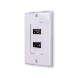 SatelliteSale Universal HDMI 1.4 Dual Wall Plate Female to Female 10.2Gbps 4K/30Hz White with Screws and Wall Bracket Included