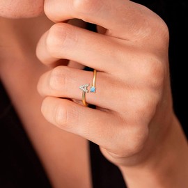 Dochais Adjustable Initial Gold Rings Non-Tarnish 14k Plated Gold Stackable Ring for Women Cute Dainty Cubic Zirconia Finger Thumb Pinky Rings Birthday Gifts for Her Size 6-9 Letter A