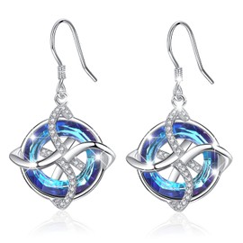 arete de vidrio de plata de ley 925, arete de gota celta, arete de nudo celta, arete de joyería para mujeres, mamá, esposa, novia, Metal, Circonia cúbica