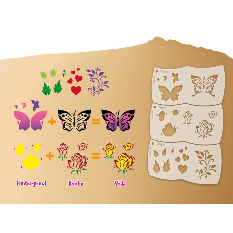TyToo Mosaic Children's Make-Up Stencils, Reusable Face Paint Stencils for