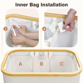 Hampers for Laundry Basket with Lid, 160L Extra Large Laundry Hamper 3 Section Dirty Clothes Hampers for Laundry Divided Laundry Basket Organizer for Bedroom,Laundry Room,Dirty Clothing Hamper,Beige