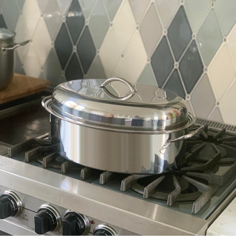 Fox Run Oval Roaster Set, Stainless Steel, 10-Quart