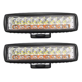 ASEMI - Barra de luz ámbar blanca de 6 pulgadas para coche, 54 vatios, niebla de conducción, luces todoterreno, triple fila, impermeable, haz combinado de inundación, luces LED para SUV, ATV, 4 WD,