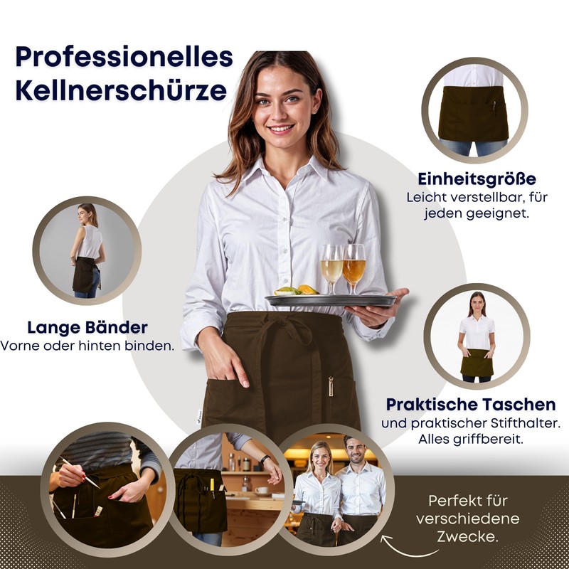 Viamart® - Professional catering apron, catering apron, bistro apron, hip