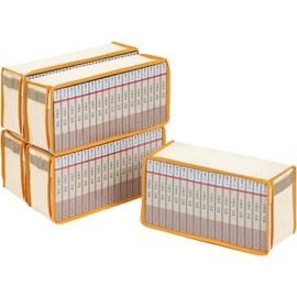 Astro 609-01 Paperback Book Storage Case, Set of 5, Beige, Orange, A6 Size, Protects Against Dirt Such As Dust, Bookcase, Non-Woven Fabric, Transparent Window, Handle Included
