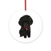CafePress Poodle Pup (Blk) Round 4" MDF Holiday Ornament