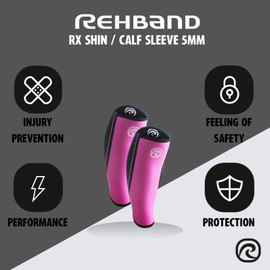 Rehband Neoprene Calf Support, Compression Bandage for Calf and Shin, Shin Guard for Deadlifts, CrossFit, Colour: Pink, Size: M
