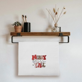 uinwk Merry Christmas Y'all Kitchen Towels, Trendy Groovy Leopard Buffalo Plaid Christmas Hand Towels for Bathroom, Christmas Dish Towels for Kitchen, Christmas Kitchen Bathroom Decor, 16x24 Inch