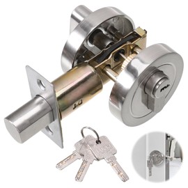 SIWOKJJO Single Cylinder Deadbolt, Round Deadbolt Lock with Keys, Zinc Alloy Door Locks Invisible Door Lock Bedroom Door Lock for Front Door, Entrance Door, Passage Door