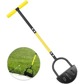 OBELGEOYA Lawn & Garden Steel Edger, 41 Inch - Half Moon Edger with Steel Blade and Long Rubber Handle, Saw-Tooth Garden Tool with Wide Footplate for Sidewalk Edging, Flower Bed, Grass Maintenance