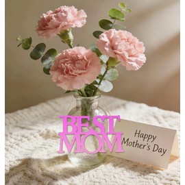 20 Pcs Mother's Day Unfinished Wood Crafts Best MOM,Wood Cutouts to Paint Ornaments DIY Craft for Mother's Day Wooden Letters,Mom's Birthday Party