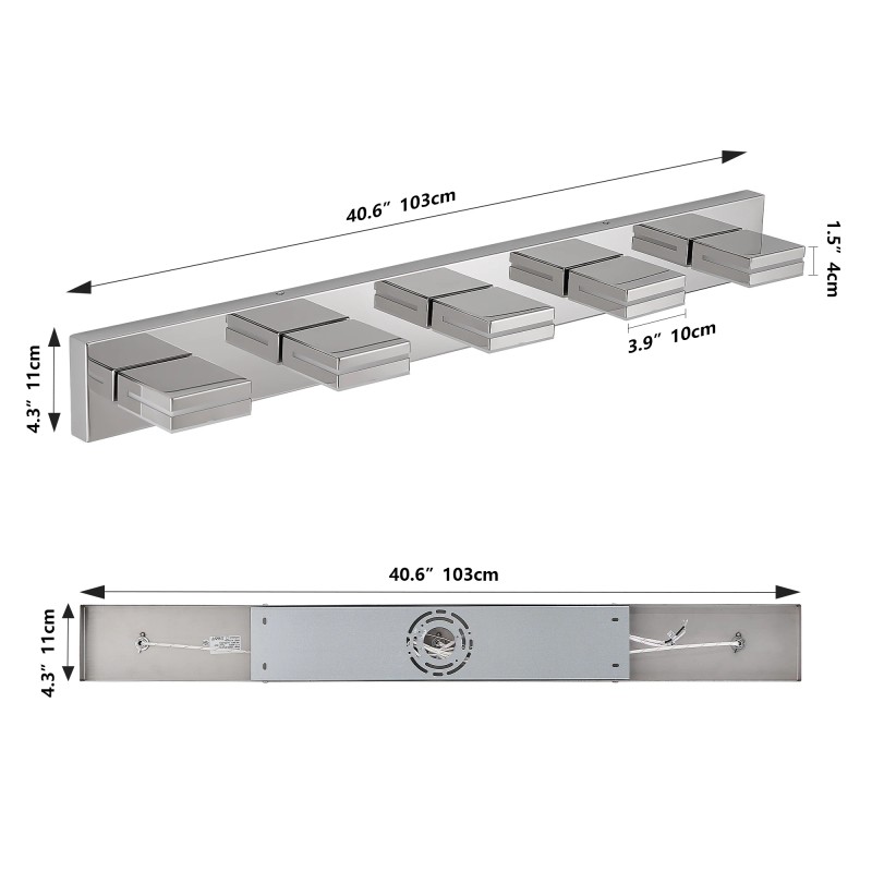 5-Light LED Modern Bathroom Vanity Light Fixture Matte Chrome Modern