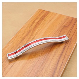 BOZONLI 5pcs Rhinestone Crystal Wardrobe Handles Europe Style Zinc Alloy Furniture Door Pull Handle for Kitchen Cabinet Cupboard Dresser Knobs (128mm, Red)