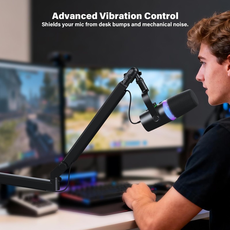 Low Profile Mic Arm, Cable Management Microphone Boom Arm, Full