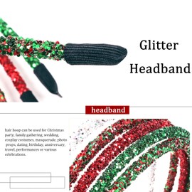 Christmas Glitter Headbands Red Green Sequins Hair Hoop Hairbands Christmas Party Hair Accessories Winter Holiday Headdress Hair Hoop for Festive Birthday Gift Supplies 1Pcs(Red Green Sequins)