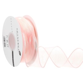 PATIKIL Iridescent Organza Ribbon 1-1/2 Inch x 10 Yard, Sheer Wired Shimmer Chiffon Ribbons Sparkly Fishtail Yarn Gift Ribbons with Scroll for Gift Wrapping Floral Bouquet, Champagne