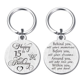 Laluminter 15th Birthday Keychain Gifts for Teen Girls Boy, Happy 15 Year Old Bday Presents for Young Man Women, Quinceanera Gift