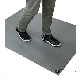 ESD Floor Mat - Durable Rubber ESD Mat - with Grounding Cable and Heel Strap - 3mm Thickness (24" x 36" (2' x 3'))