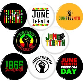 JUNETEENTH #2 x 8 NEW 1 Inch (25mm) Set of 8 BLACK LIVES MATTER Buttons Badges Pins 1 inche BLM 6-19-1865 Black History Month