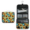 pnyoin Hanging Toiletry Bag for Women Teal Art Floral Sunflower